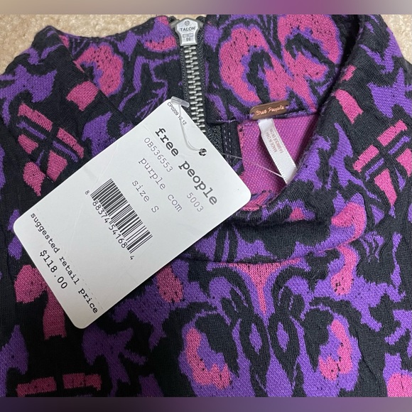 Free People Dress sleeveless pink purple black Amelia patterned - Picture 2 of 5